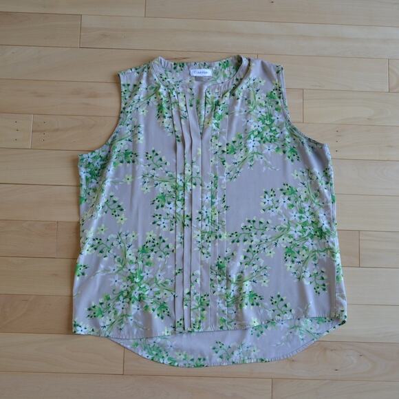 Calvin Klein Sleeveless Blouse Top Size XL Floral - Picture 1 of 3